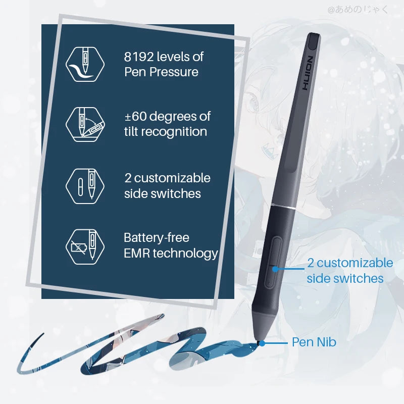 HUION HS611 Graphic Digital Drawing Tablet 266PPS Graphics Pen Tablet Multimedia Keys Three Colors For PC Android