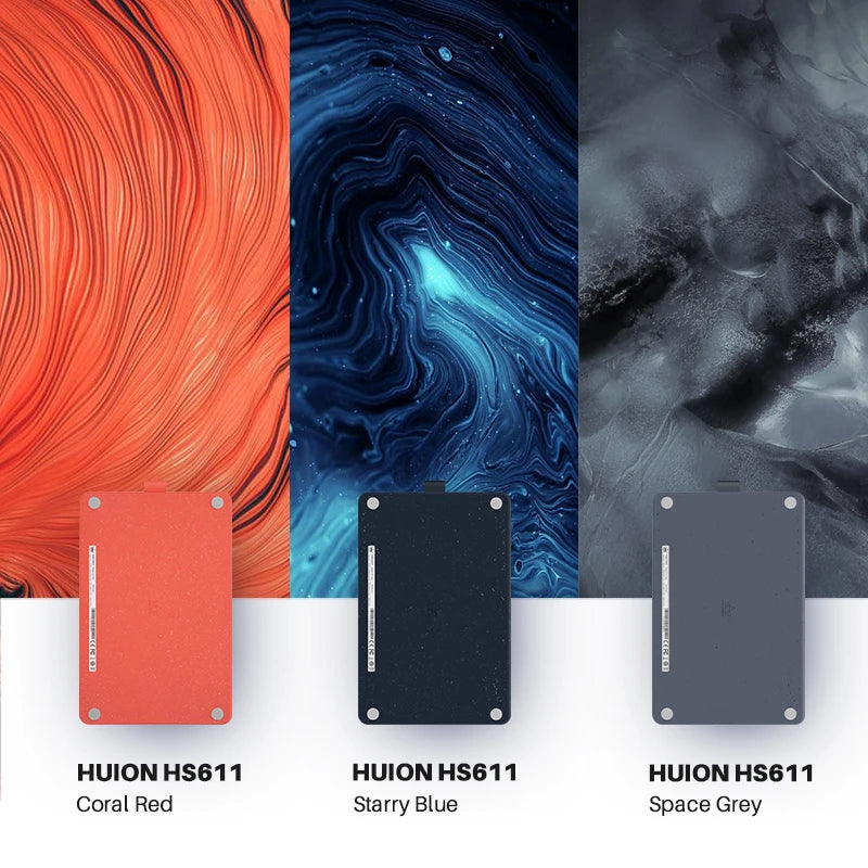 HUION HS611 Graphic Digital Drawing Tablet 266PPS Graphics Pen Tablet Multimedia Keys Three Colors For PC Android