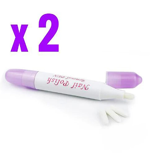 2Pcs Nail Art Polish Remover Pen Refillable with Changeable Tips Precision Manicure Tools for Cleaning And Mistake Correction