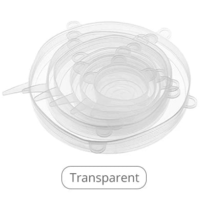 6pcs Reusable Silicon Stretch Lids,Universal Silicone Food Cover ,Silicone Lids For Food Cookware Bowl Kitchen Accessories