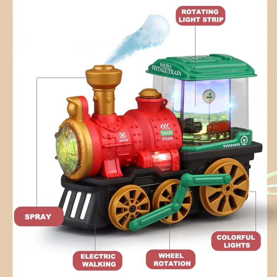 Train Toy for Toddlers 3-5, Trucks Locomotive Electric Steam Engine with Smoke, Light & Sound, Toddler Toy Trucks for Boys Gift