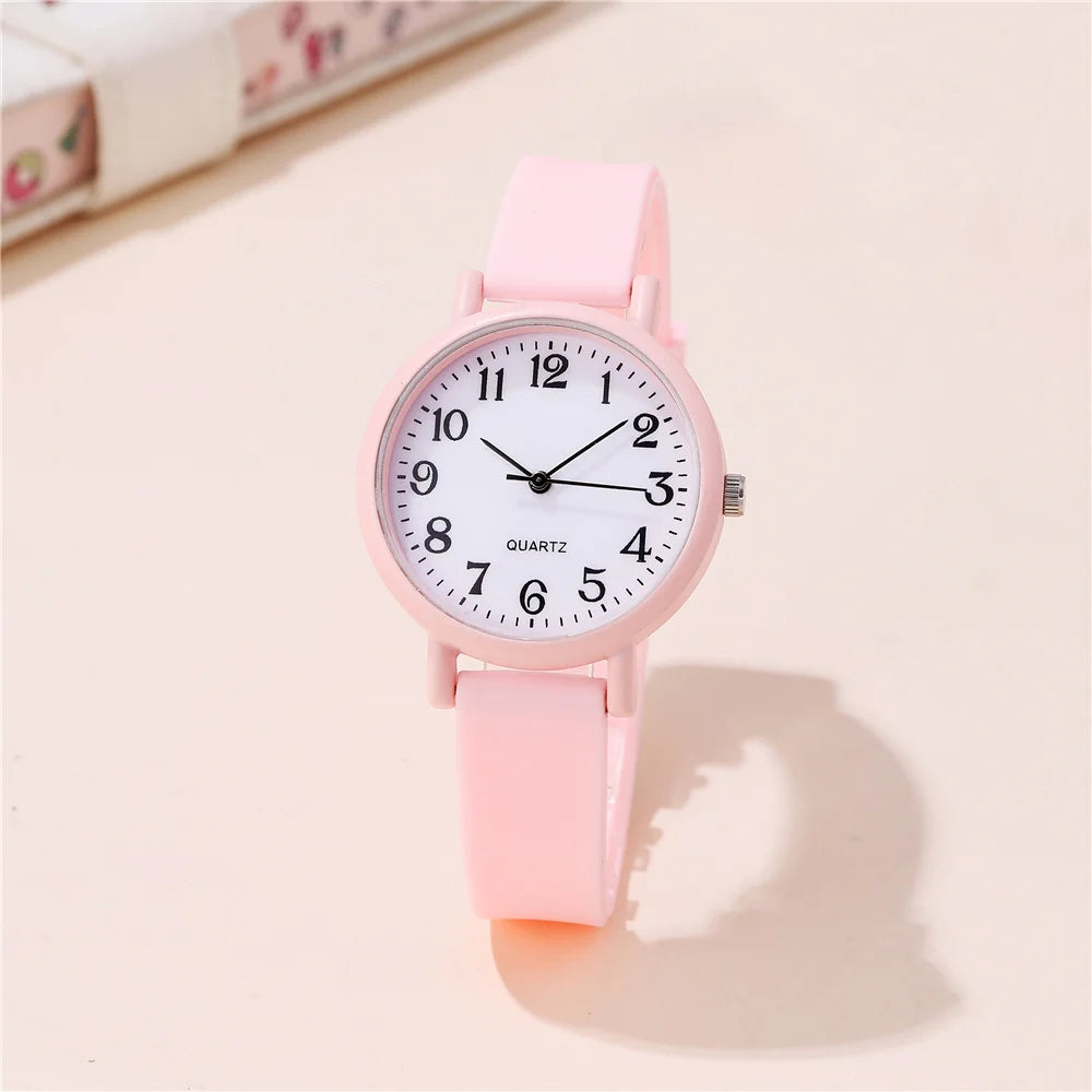 Minimalist style children's wristwatch casual simple black and white silicone student watch Clock