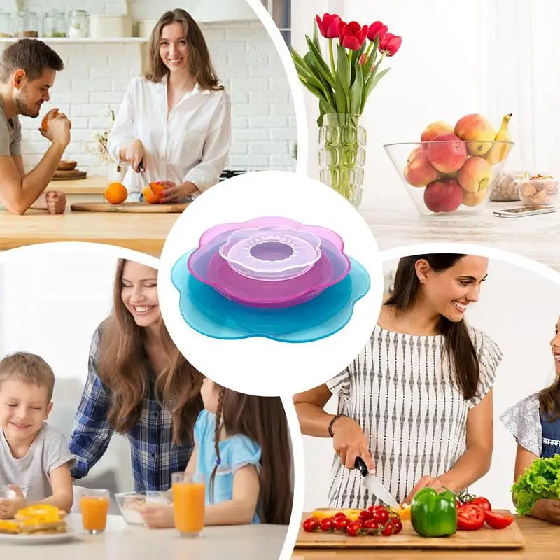 Silicone Stretch Lids Set Reusable Food Petal-Shaped Bowl Covers Round Petal-Shaped Elastic Food Container Fresh-Keeping Cover