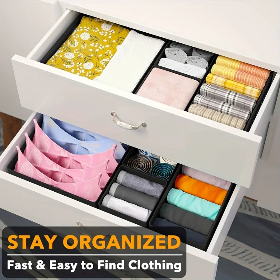 6 Pack Drawer Organizer for Clothes Dresser Drawer Organizer Bins Closet Organizers and Storage Dividers for Clothing Underwears