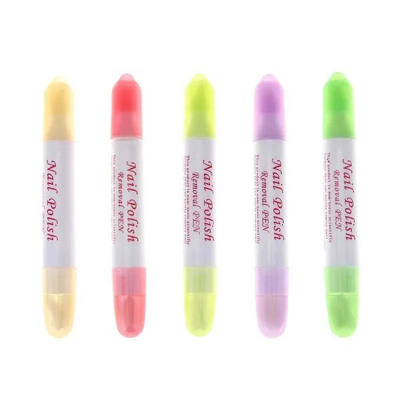 2Pcs Nail Art Polish Remover Pen Refillable with Changeable Tips Precision Manicure Tools for Cleaning And Mistake Correction
