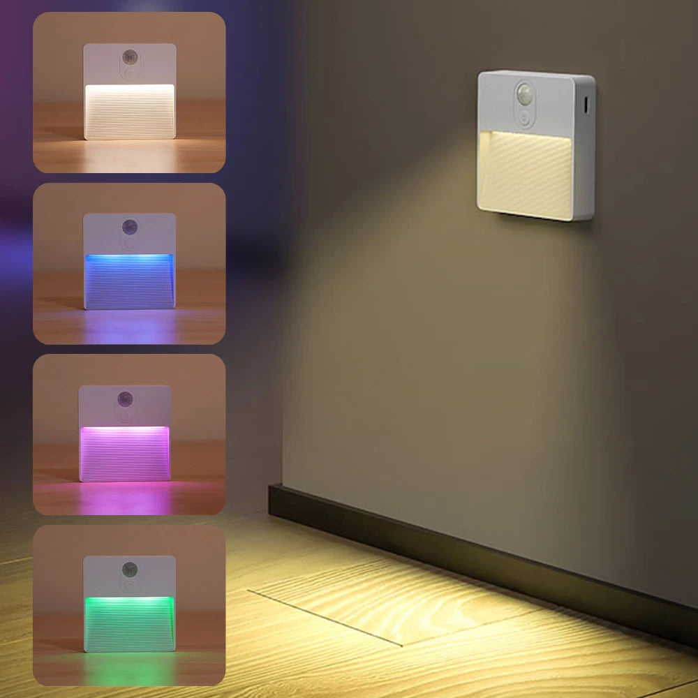 Wireless Night Light, Rechargeable RGB Sensor Wall Lamp, Induction Under Cabinet Lighting, for Closet, Stairs, Corridor, Home De