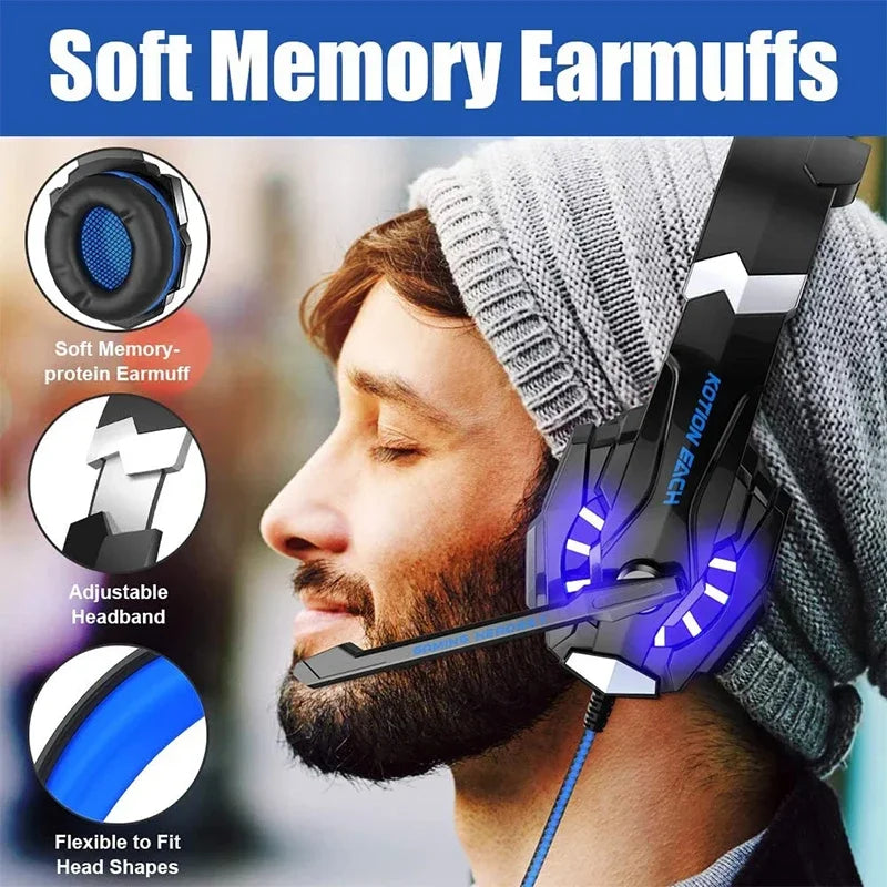 G9000 Gaming Headset Over-Ear Wired Headphones Deep Bass Stereo Casque LED Light Earphone with Mic for PS4 PS5 Switch XBOX PC