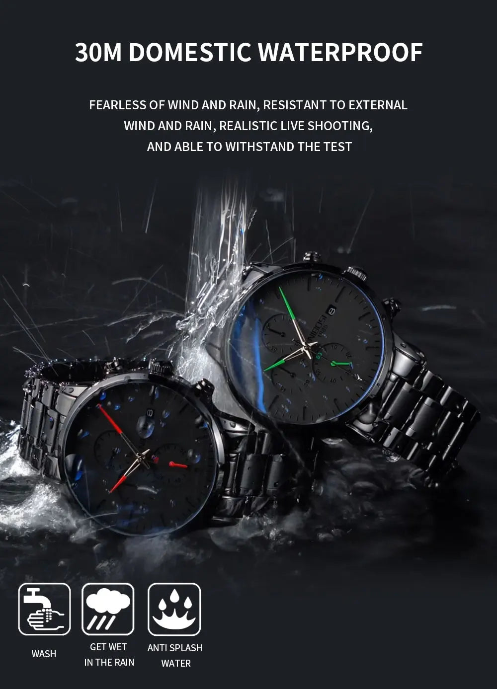 NIBOSI Men's Watches Analog Minimalist Black Dial Watches for Men Business Chronograph Military Stainless Steel Wrist Watches