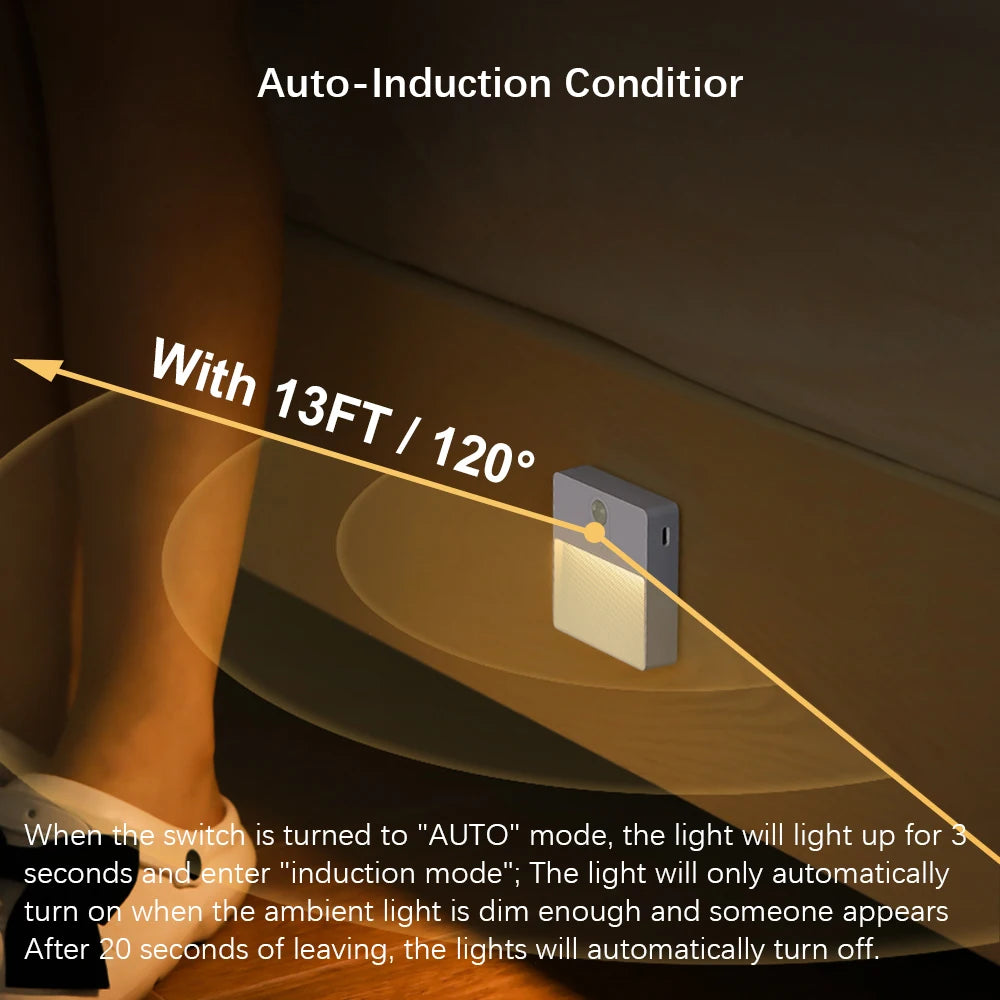 Wireless Night Light, Rechargeable RGB Sensor Wall Lamp, Induction Under Cabinet Lighting, for Closet, Stairs, Corridor, Home De