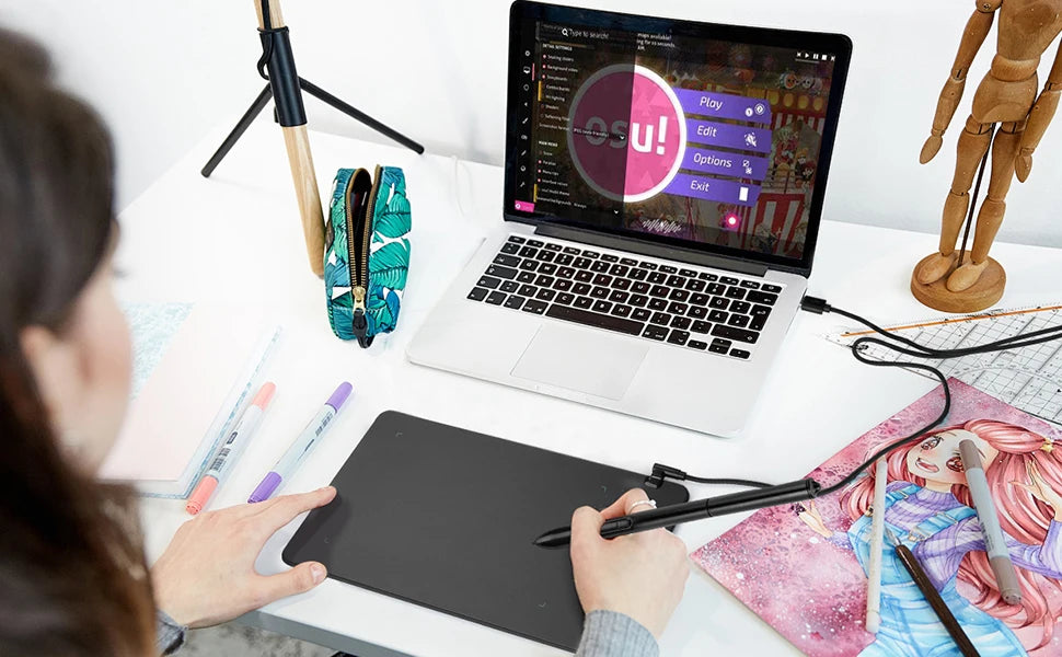 SPASEEBA T605 Graphics Tablet for Drawing / Paiting / Gaming OSU, Ultra Thin Art Pen Tablet with 8192 Levels Digital Stylus