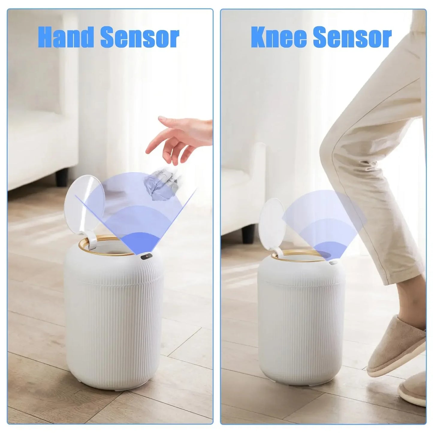 Smart Motion Sensor Automatic Trash Can Small Plastic Lid Equipped for Bedroom Bathroom Kitchen & Office