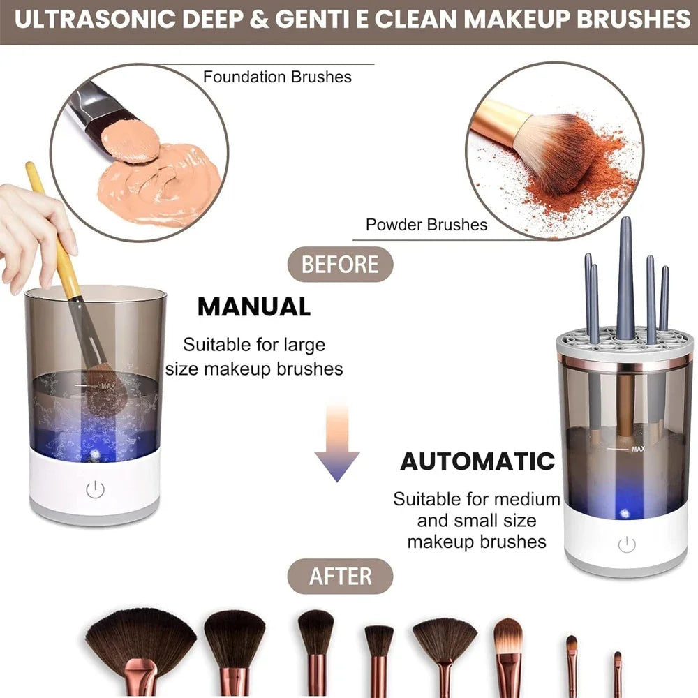 3 In 1 Electric Makeup Brush Cleaner Automatic Spinner Makeup Brush Holder Stand Women Lazy Cleaning Brush Washer Quick Dry Tool