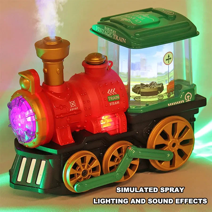 Train Toy for Toddlers 3-5, Trucks Locomotive Electric Steam Engine with Smoke, Light & Sound, Toddler Toy Trucks for Boys Gift