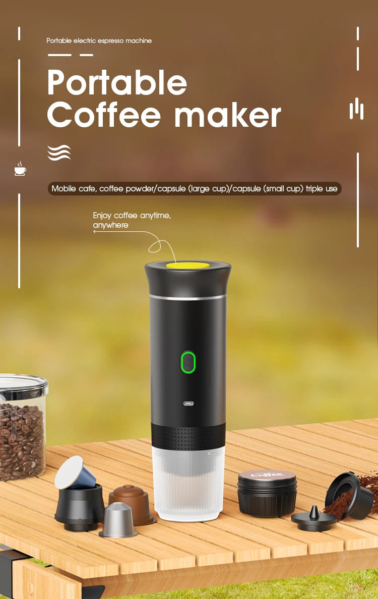 USB Portable Electric Espresso Machine 3-In-1 Capsule Coffee Maker Small Wireless Heating For Home Camping Travel Coffee Machine