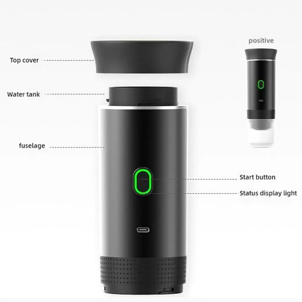 Electric Portable Coffee Machine Portable Italian Espresso Machine for Car & Home 3-in-1 Capsule Powder Travel Coffee Maker