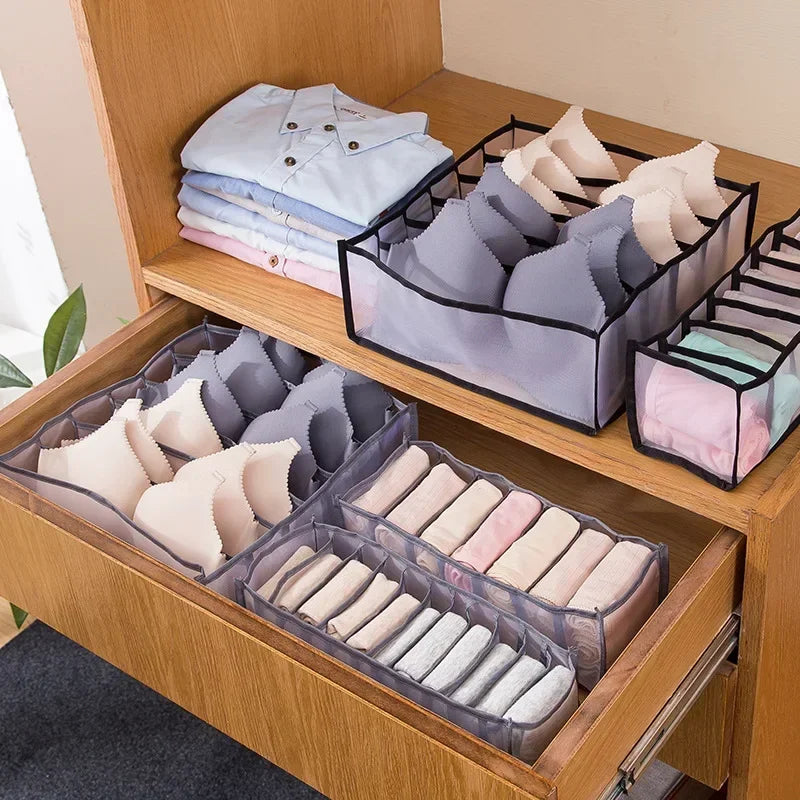 1/3pcs Wardrobe Clothes Organizer Foldable Mesh Organiser Socks Underwear Organiser Portable Drawer Divider Organiser