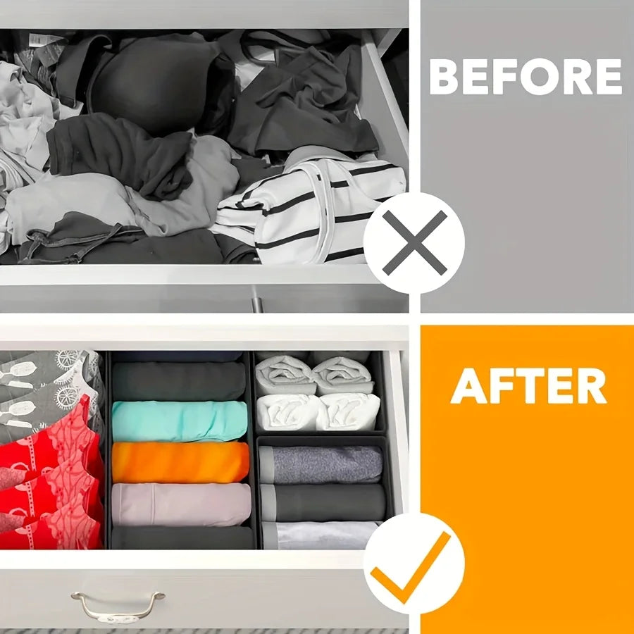 6 Pack Drawer Organizer for Clothes Dresser Drawer Organizer Bins Closet Organizers and Storage Dividers for Clothing Underwears