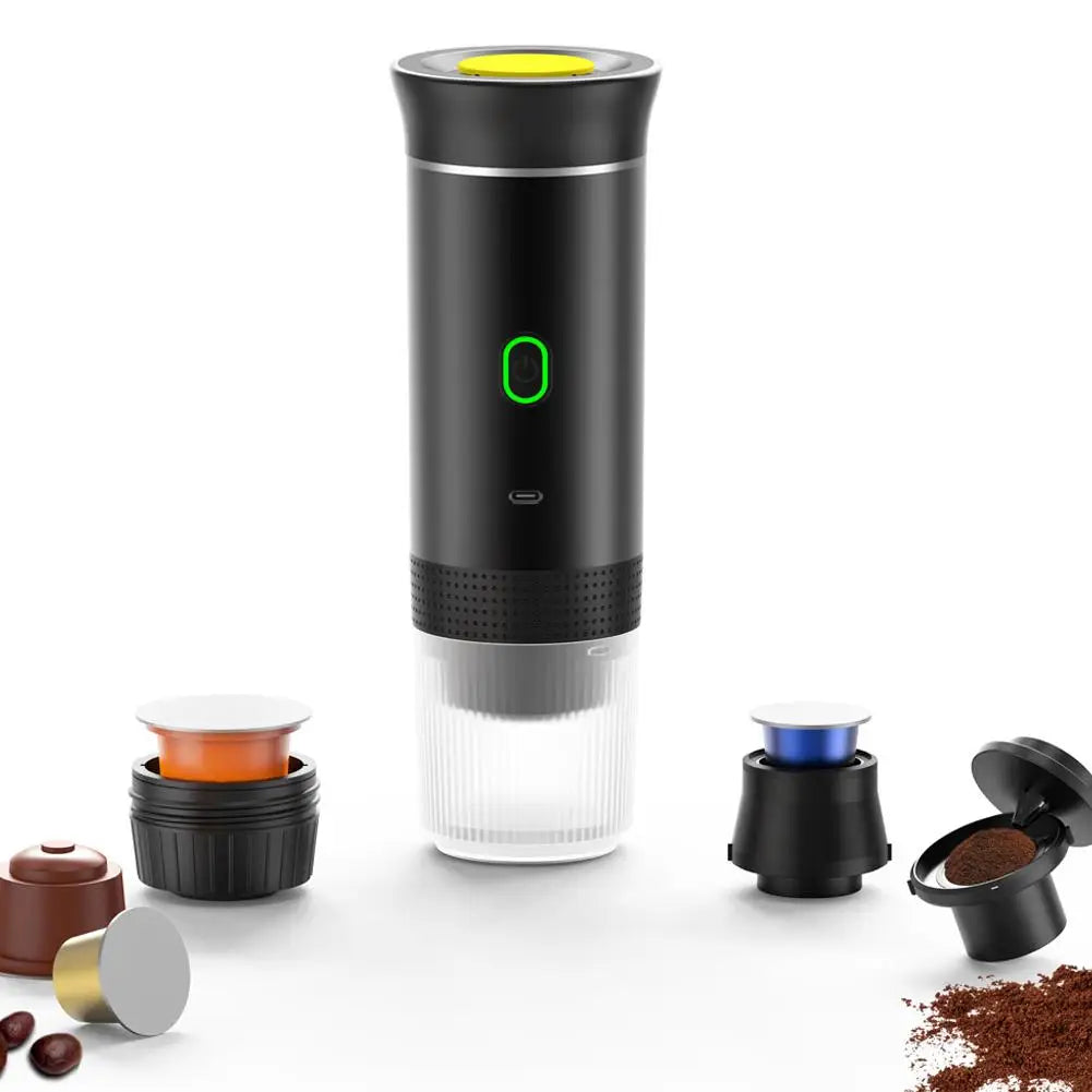 Electric Portable Coffee Machine Portable Italian Espresso Machine for Car & Home 3-in-1 Capsule Powder Travel Coffee Maker