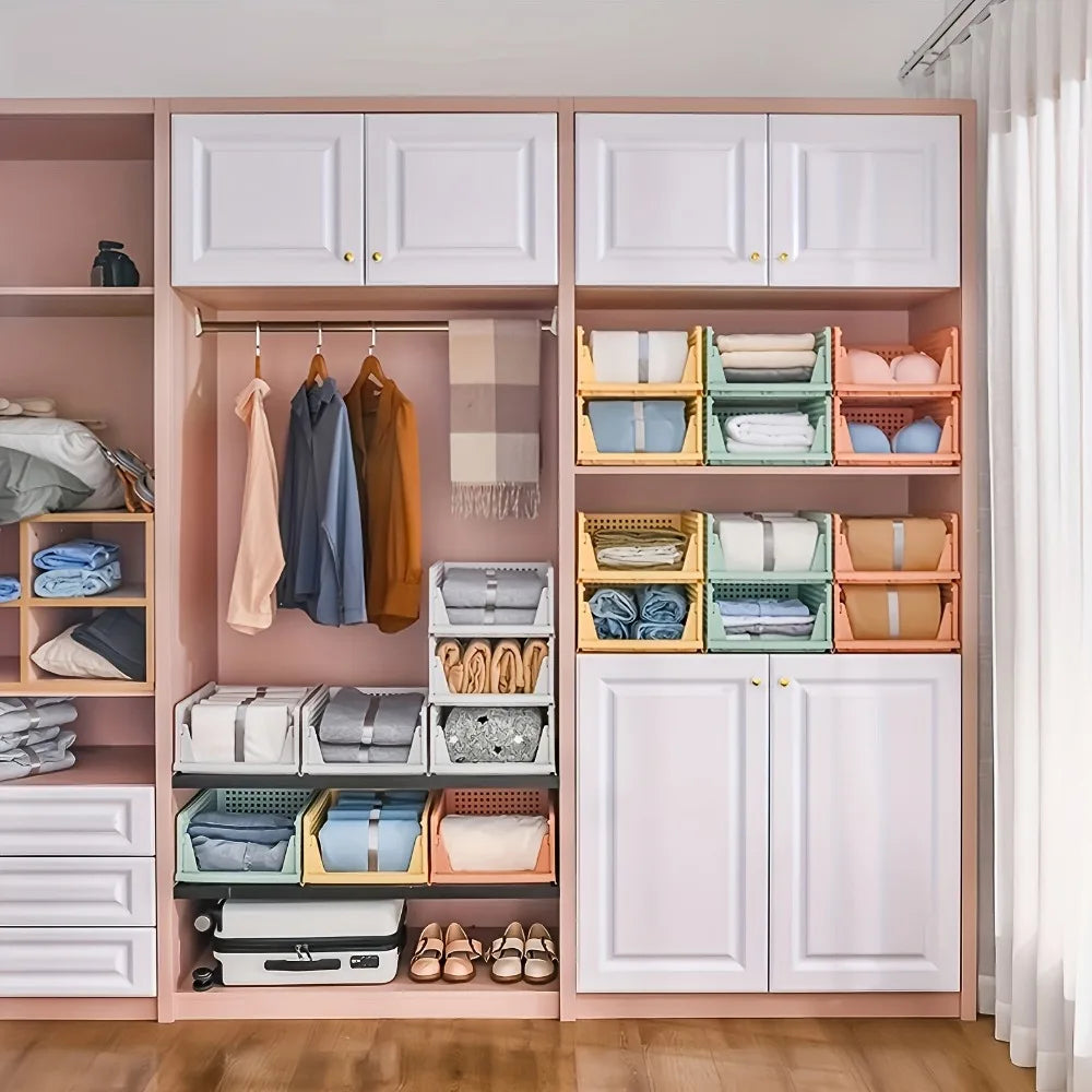 1pc Foldable Drawer-Style Wardrobe Organizer Set, Durable Stackable Storage for Clothes for Closet, Bedroom, Home