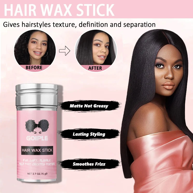 GOIPLE 2.7oz Flyaway Control Styling Wax Smooth Fly Away Broken Back Hair Finishing Slick Non Greasy Wax Stick For Women and Wig