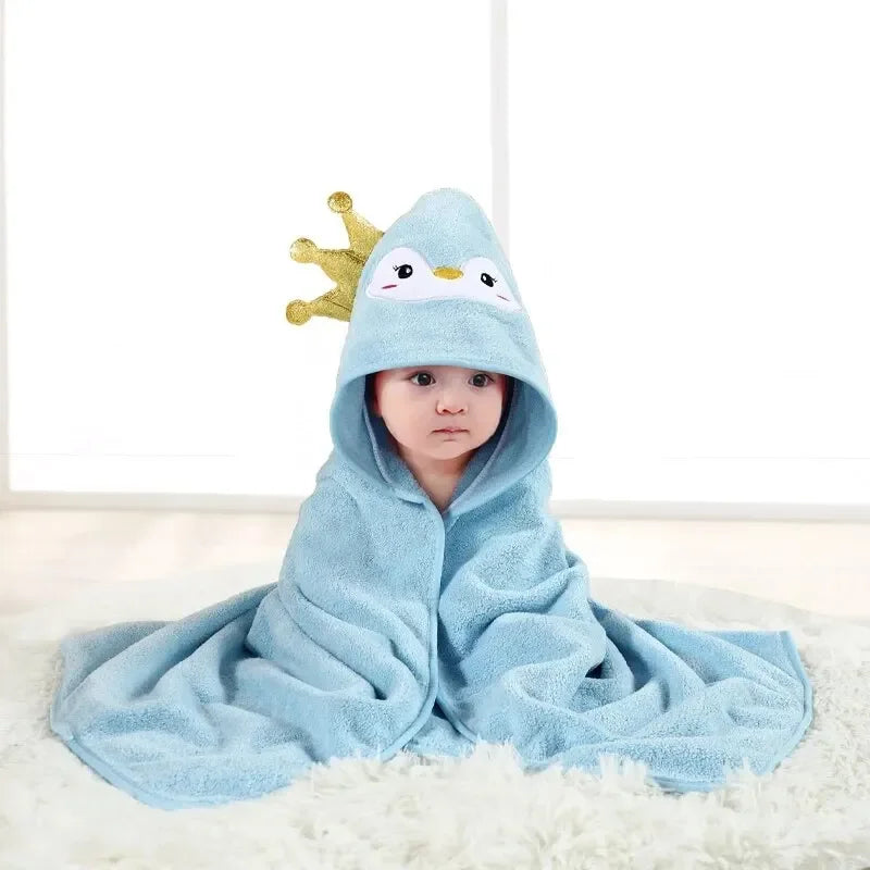 1 Piece Baby Bath Towel Super Absorbent Polyester Material Cute Animal Hooded Bath Towel Bathroom Supplies Beach Cape