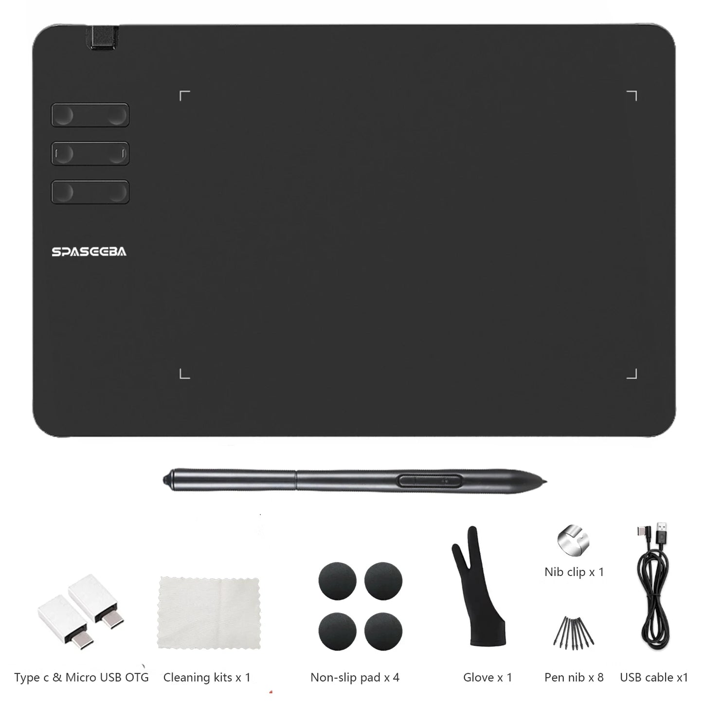 SPASEEBA T605 Graphics Tablet for Drawing / Paiting / Gaming OSU, Ultra Thin Art Pen Tablet with 8192 Levels Digital Stylus