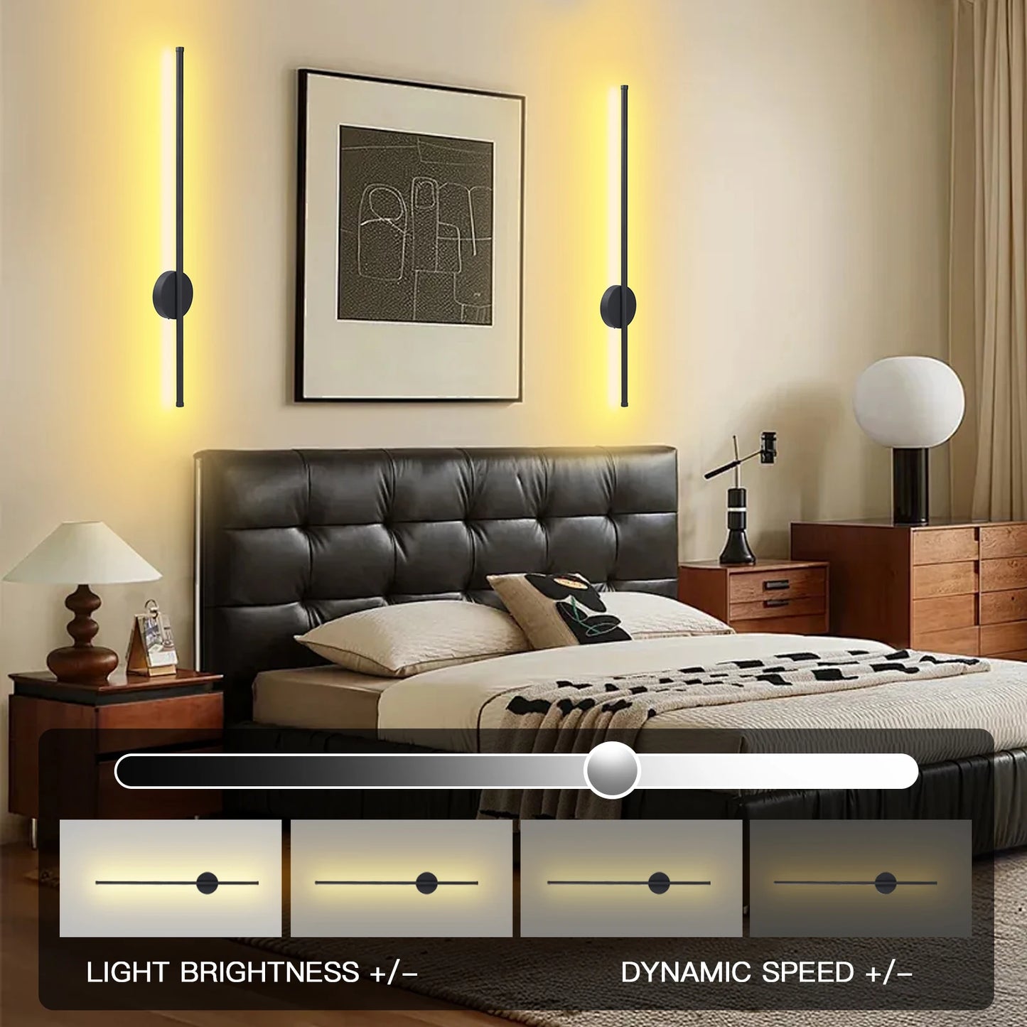 Rechargeable 50cm/80cm Wall Light Wireless LED Internal Wall Sconce Modern Beside Night Lamp for Bedroom Remote Control 1PCS
