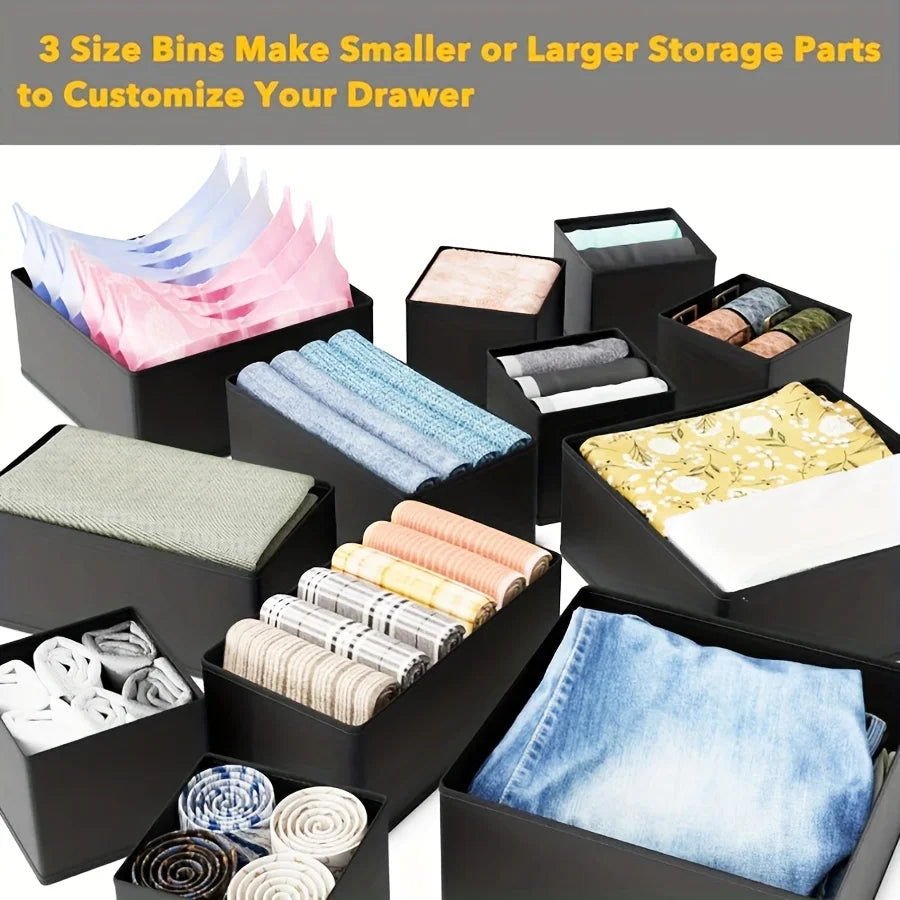 6 Pack Drawer Organizer for Clothes Dresser Drawer Organizer Bins Closet Organizers and Storage Dividers for Clothing Underwears