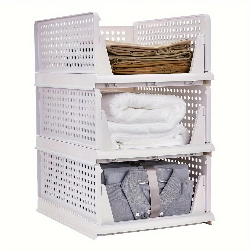 1pc Foldable Drawer-Style Wardrobe Organizer Set, Durable Stackable Storage for Clothes for Closet, Bedroom, Home