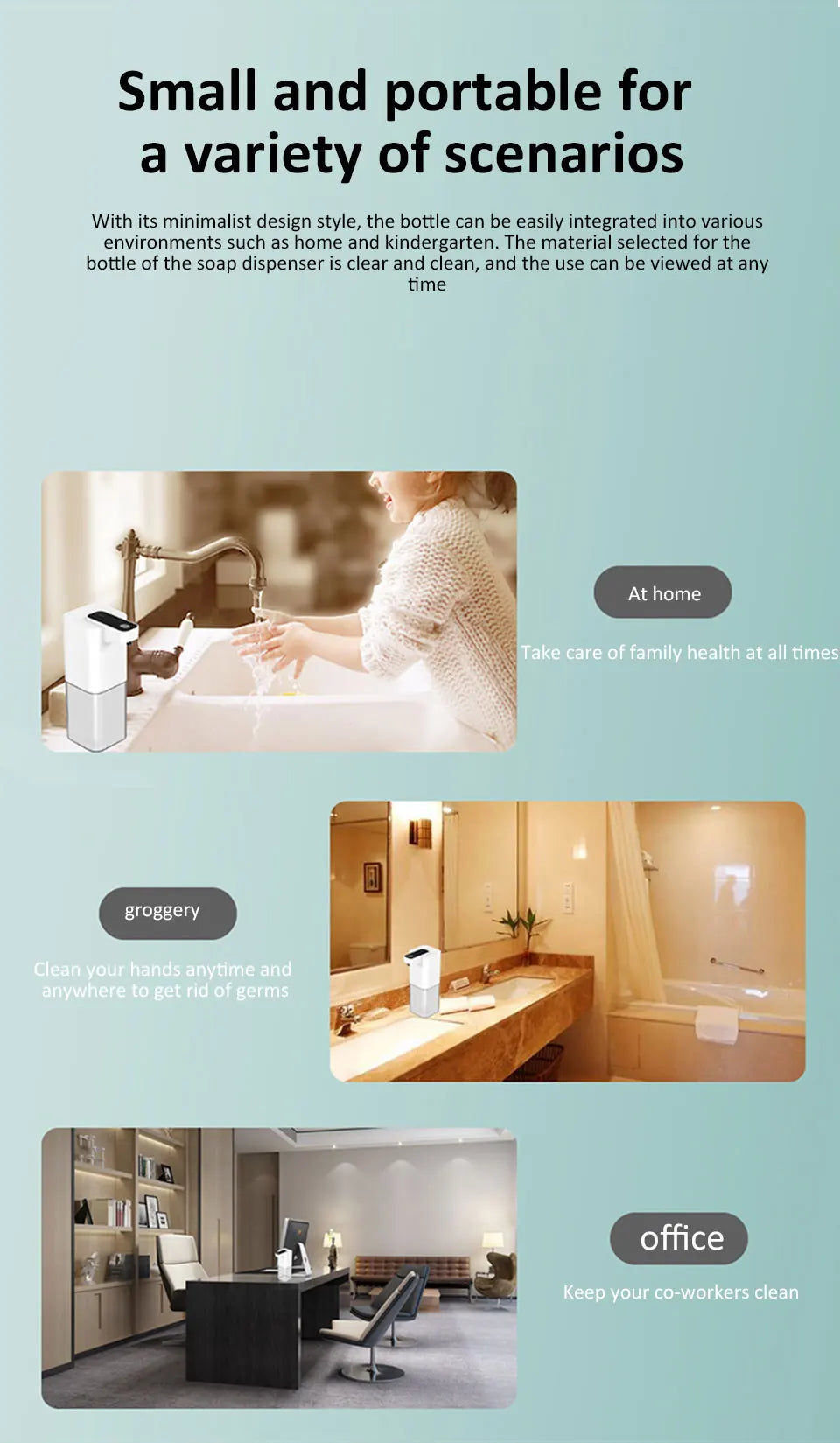 Automatic Inductive Soap Dispenser Smart Hand Washing Soap Machine with USB Charging Touchless Hand Sanitizer Dispenser for Home