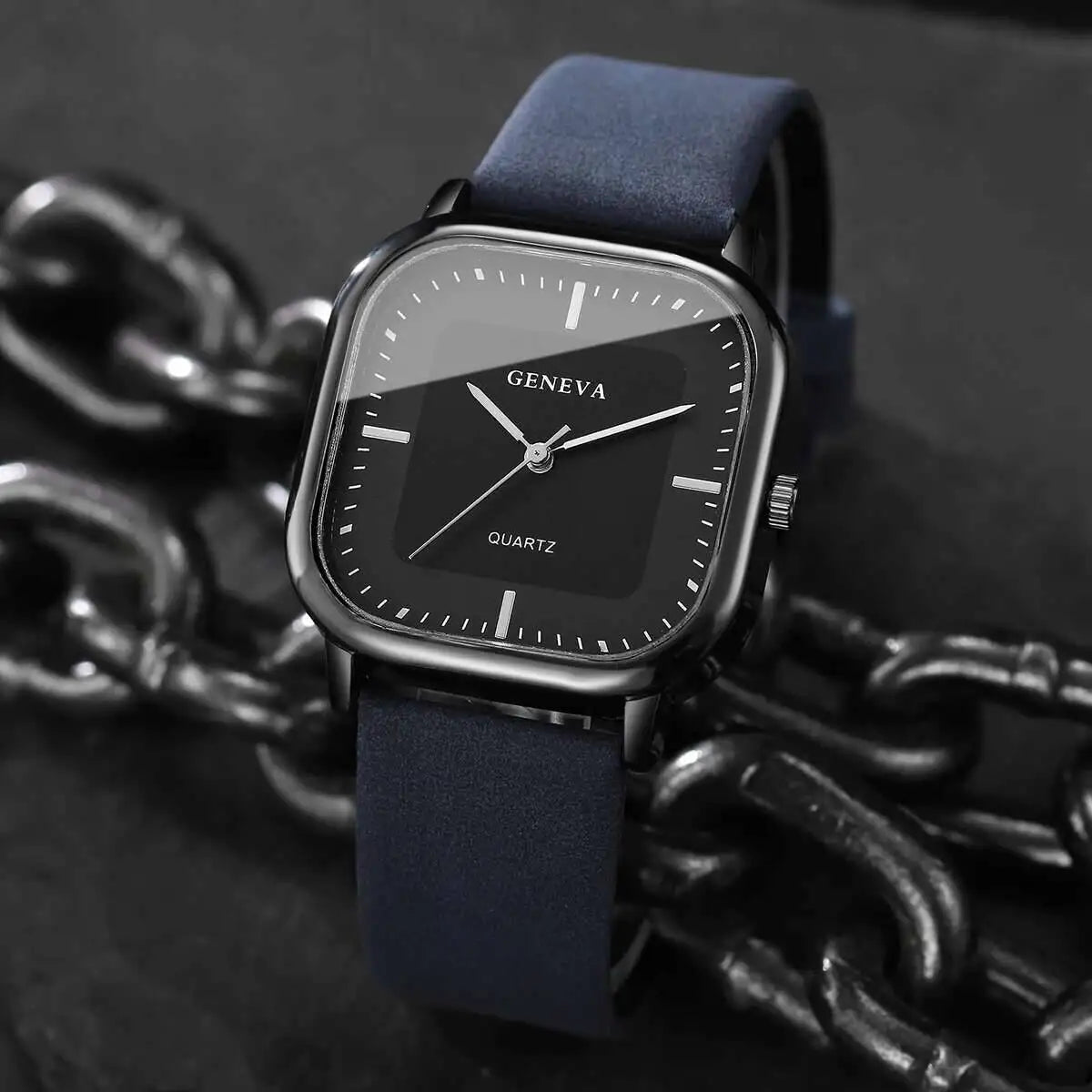 Minimalist Men's Watches Fashion Square Quartz Watch Casual Leather Strap Wristwatch Reloj Hombre(Without Box)