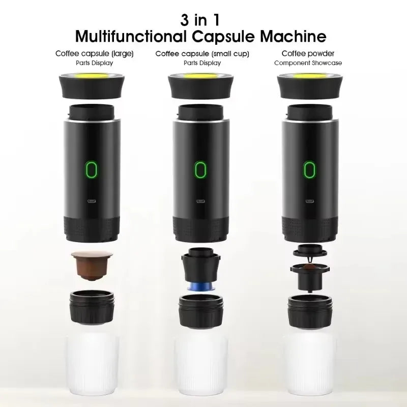 NEW Portable Coffee Machine 3-in-1 Wireless Electric Espresso Coffee Maker for Capsule Coffee Powder Travel Camping Coffee Maker
