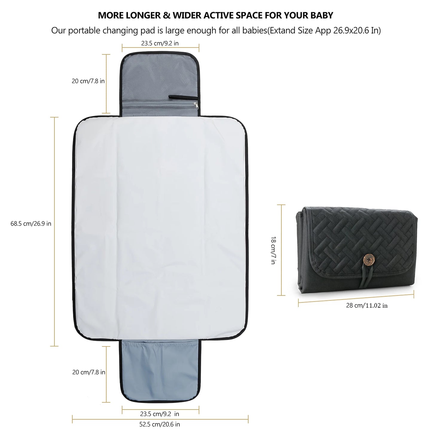 Baby Diaper Changing Pad Portable Changing Station Waterproof Changing Mat Removable Organizer Insert for Diaper Bag