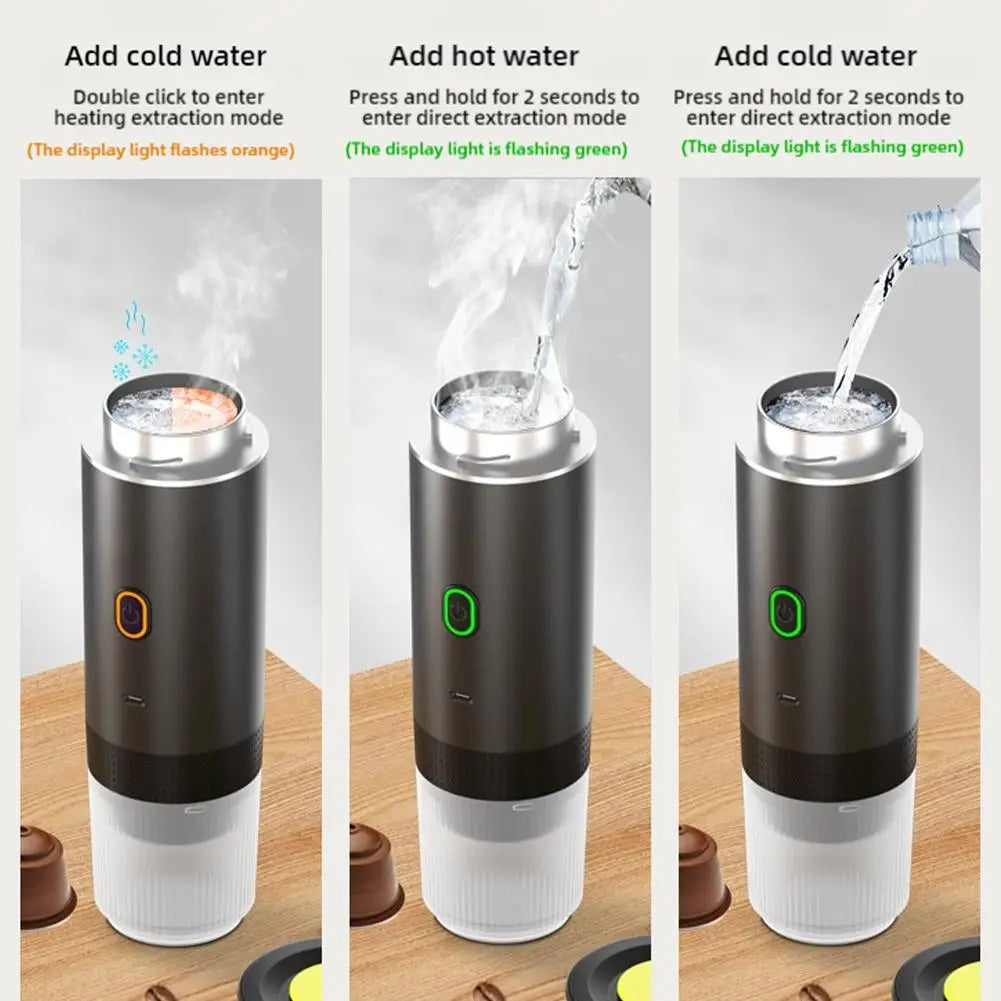 Electric Portable Coffee Machine Portable Italian Espresso Machine for Car & Home 3-in-1 Capsule Powder Travel Coffee Maker