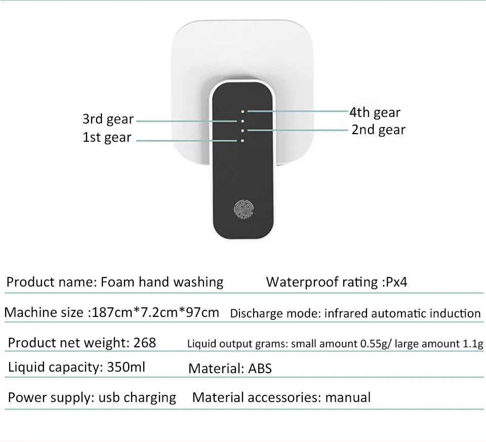 Automatic Inductive Soap Dispenser Smart Hand Washing Soap Machine with USB Charging Touchless Hand Sanitizer Dispenser for Home