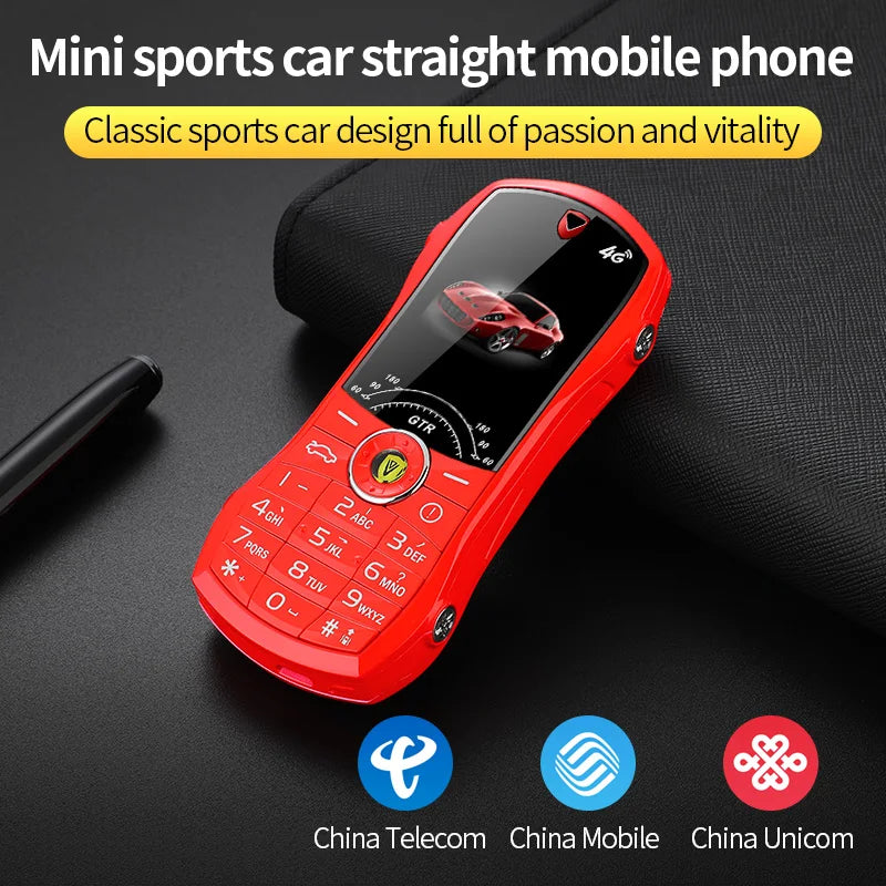 Car Model Mobile Phone 1.8 inch Push Button Mini Car Shape Key Student Dual Sim Telephone MP3 Real Vibration No Camera Cellphone