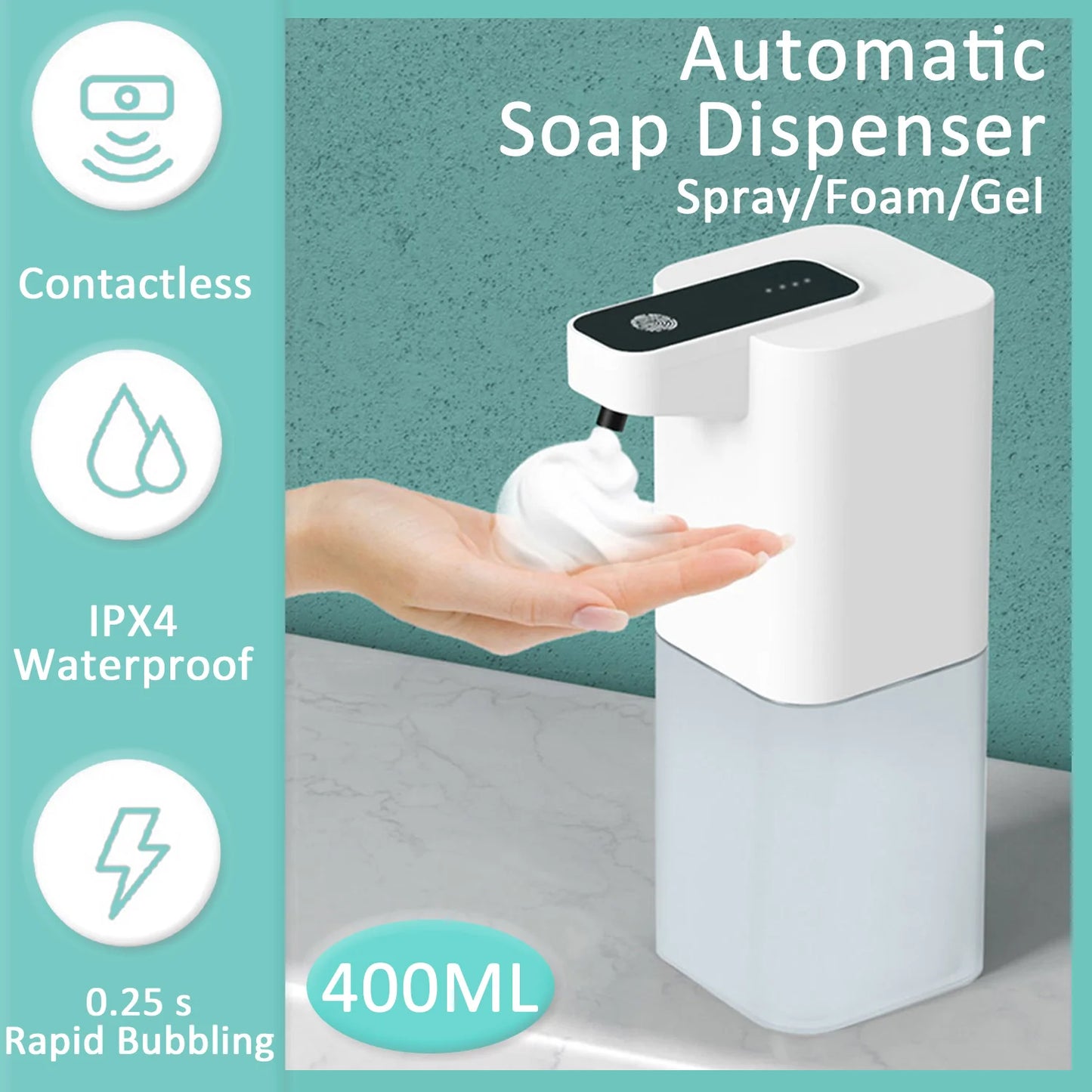 Automatic Inductive Soap Dispenser Smart Hand Washing Soap Machine with USB Charging Touchless Hand Sanitizer Dispenser for Home