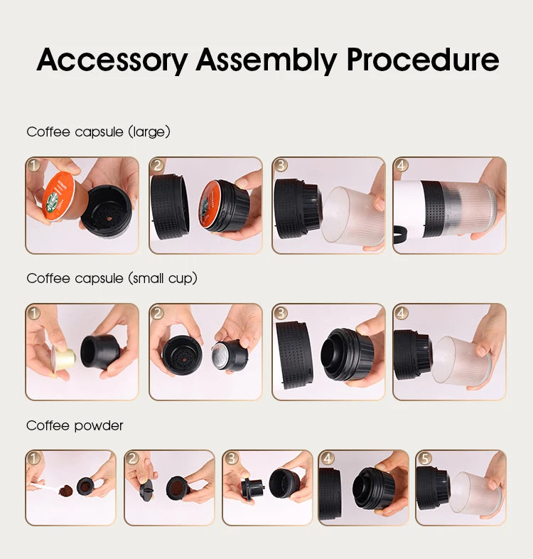 USB Portable Electric Espresso Machine 3-In-1 Capsule Coffee Maker Small Wireless Heating For Home Camping Travel Coffee Machine