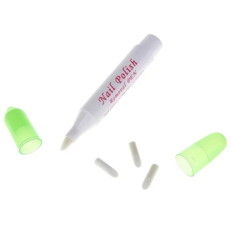 2Pcs Nail Art Polish Remover Pen Refillable with Changeable Tips Precision Manicure Tools for Cleaning And Mistake Correction