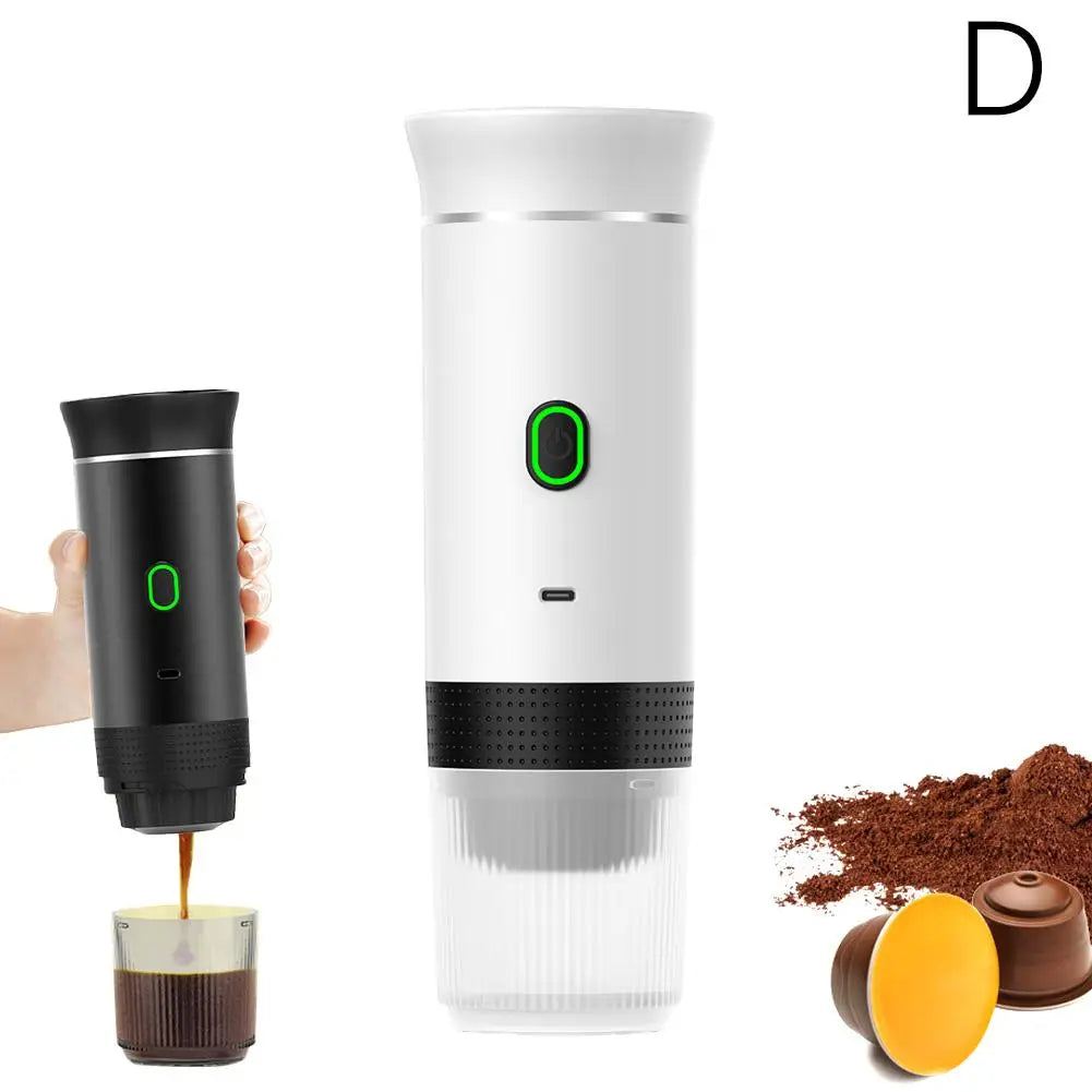Electric Portable Coffee Machine Portable Italian Espresso Machine for Car & Home 3-in-1 Capsule Powder Travel Coffee Maker