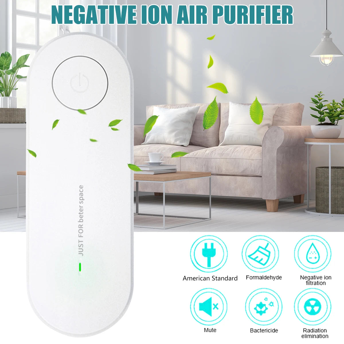 Portable Air Purifier Quiet and Energy-saving Smoke Remover Anion Air Filter Intelligent Household Air Freshener Ionizer Cleaner