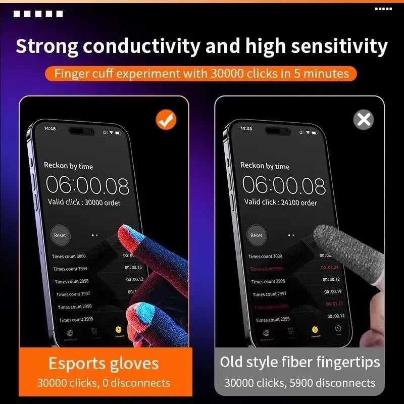 1 Pair NEW E-Sports Mobile PUBG Game Finger Gloves Silver Fiber Anti Slip Ultrathin Sweat Resistance Breathable Gaming Fingertip