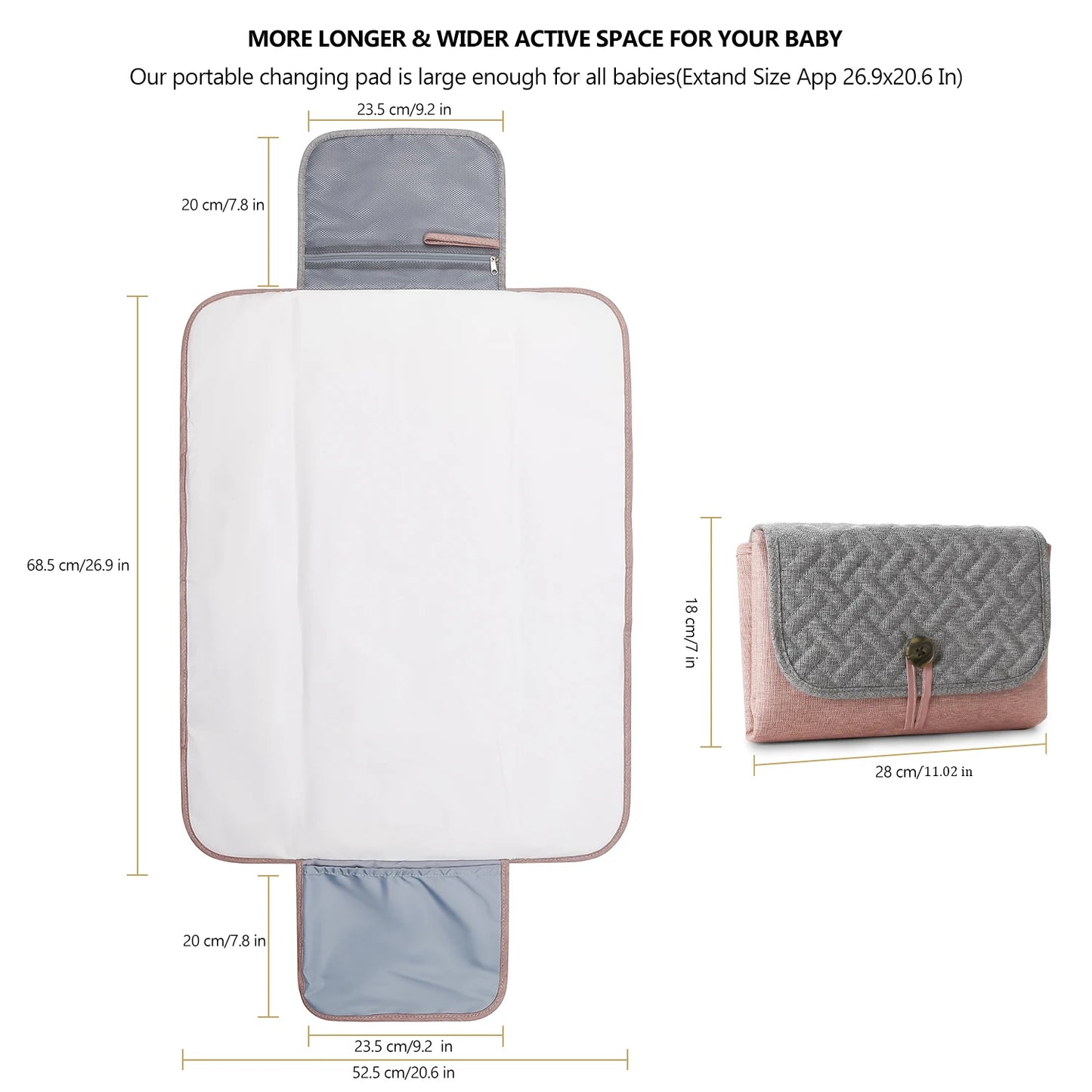 Baby Diaper Changing Pad Portable Changing Station Waterproof Changing Mat Removable Organizer Insert for Diaper Bag