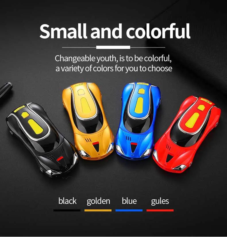 Car Model Mobile Phone 1.8 inch Push Button Mini Car Shape Key Student Dual Sim Telephone MP3 Real Vibration No Camera Cellphone