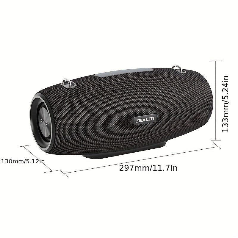 ZEALOT S67 14400mAh 60W Wireless Speakers - Loud Stereo, Booming Bass, Dual Pairing, 40 Hours Playtime, Waterproof, Portable Subwoofer - Includes Shoulder Strap, Charging Cable, Aux Cable, TF USB Plug-in Card, Compatible with