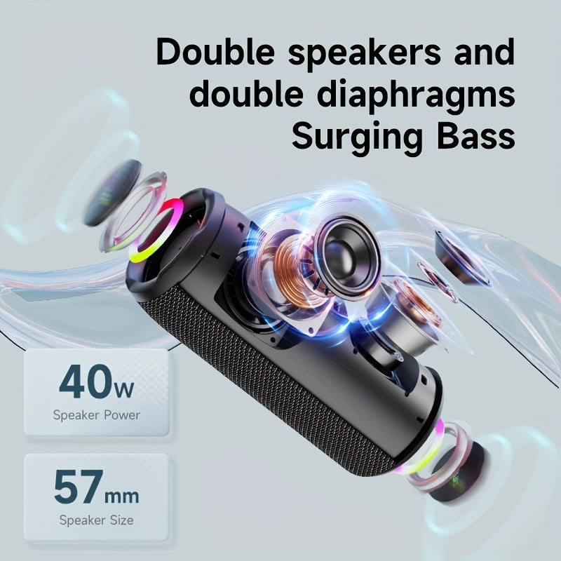 ZEALOT S49 Pro 20W Wireless Speakers, Portable Subwoofer Speaker Wireless Speaker, Dual Pairing, 3000mAh Battery, 10 Hours Playtime Loud Stereo, Booming Bass. Charging Cable And Aux Cable, TF USB Plug-in Card Compatible, Conn