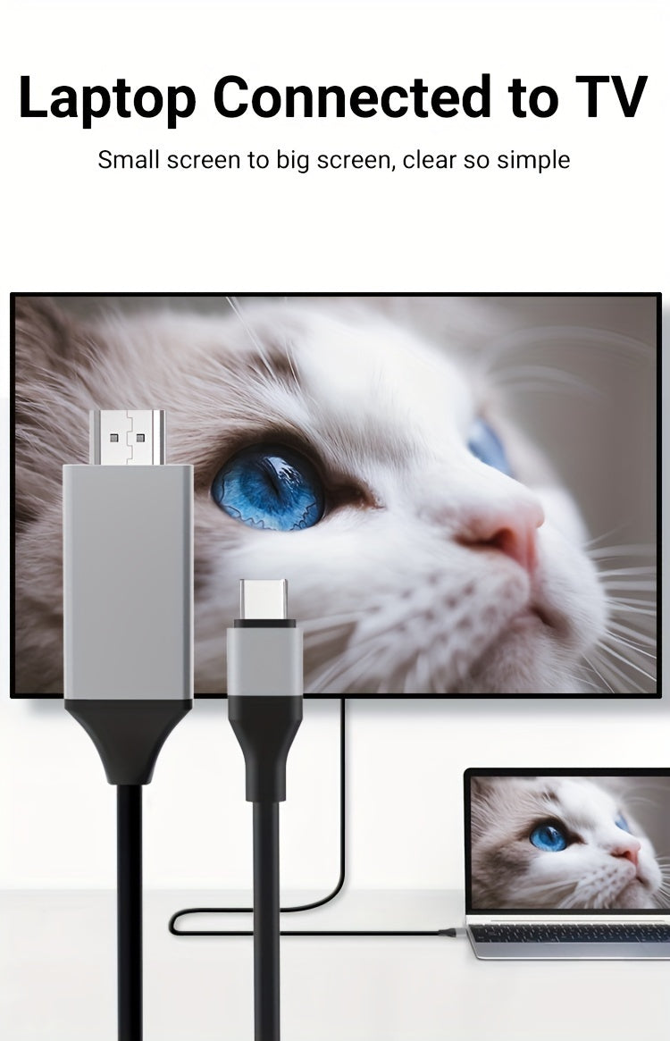 4K30Hz USB C To HDTV Cable, 2M/78.74In/6.56Ft Black Red Plug & Play High-Resolution Type-C To HDTV Adapter For MacBook, IPad, IMac,IPhone,Mobile Phone,Tablet,Laptop