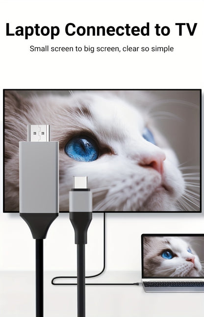 4K30Hz USB C To HDTV Cable, 2M/78.74In/6.56Ft Black Red Plug & Play High-Resolution Type-C To HDTV Adapter For MacBook, IPad, IMac,IPhone,Mobile Phone,Tablet,Laptop