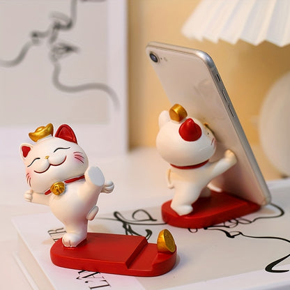 [Cute Cat Holder] Cute Cartoon Cat 1pc Mobile Phone Tablet Holder - Office Desk Ornament Suitable for Mobile Phones and Tablets