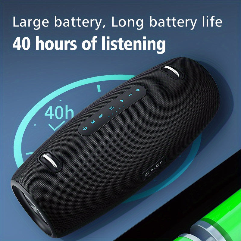 ZEALOT S67 14400mAh 60W Wireless Speakers - Loud Stereo, Booming Bass, Dual Pairing, 40 Hours Playtime, Waterproof, Portable Subwoofer - Includes Shoulder Strap, Charging Cable, Aux Cable, TF USB Plug-in Card, Compatible with